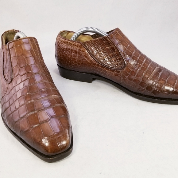 AVVENTURA BY MEZLAN GENUINE ALLIGATOR CROCODILE MEN LOAFERS BROWN MEN SZ 7 D